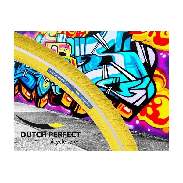 Buitenband Dutch Perfect 28 x 1.40" / 40-622mm anti-lek - geel met reflectie