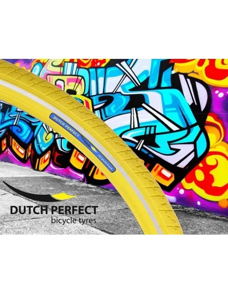 Buitenband Dutch Perfect 28 x 1.40" / 40-622mm anti-lek - geel met reflectie