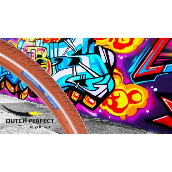 Buitenband Dutch Perfect 28 x 1.40" / 40-622mm anti-lek - bruin met reflectie