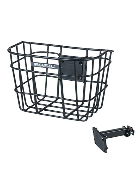Fietsmand Basil Bremen Alu FM met stuurpenhouder 28 x 37 x 26 cm - zwart