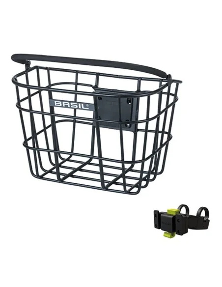 Fietsmand Basil Bremen Alu KF met stuurbochthouder 28 x 37 x 26 cm - zwart