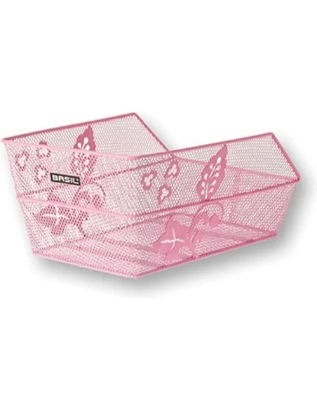 Fietsmand Basil Cento S FM Flower met vaste montage 36 x 26 x 18 cm - roze