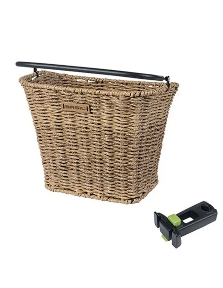 Fietsmand Basil Bremen Rattan Look met KF-stuurpenhouder 27 x 35 x 29 cm - seagrass