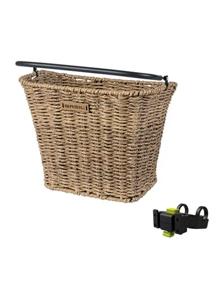 Fietsmand Basil Bremen Rattan Look met KF stuurbochthouder 27 x 35 x 29 cm - seagrass