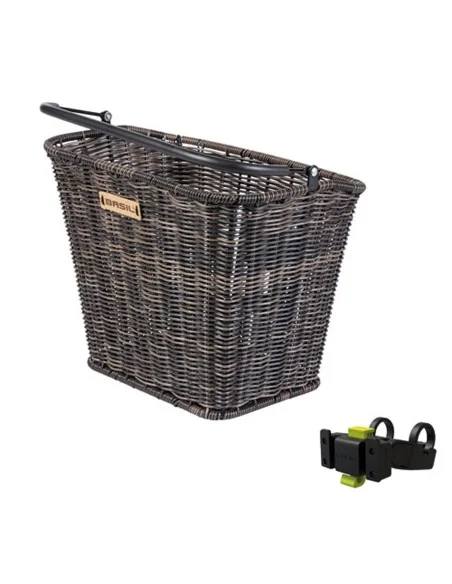 Fietsmand Basil Bremen Rattan Look met KF stuurbochthouder 27 x 35 x 29 cm - nature brown