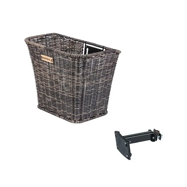 Fietsmand Basil Bremen Rattan Look met FM stuurpenhouder 27 x 35 x 29 cm - nature brown