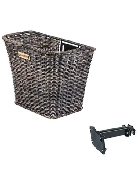 Fietsmand Basil Bremen Rattan Look met FM stuurpenhouder 27 x 35 x 29 cm - nature brown