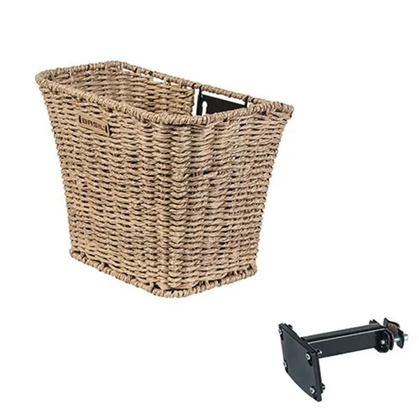 Fietsmand Basil Bremen Rattan Look met FM stuurpenhouder 27 x 35 x 29 cm - seagrass