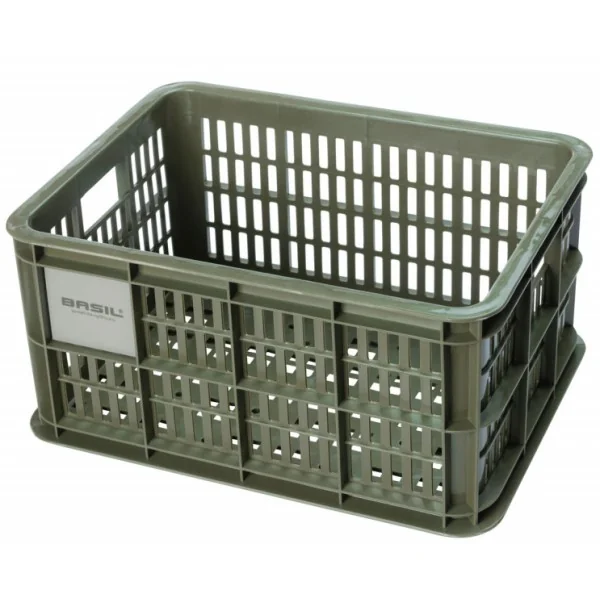 Gerecyclede fietskrat Basil Crate S 17.5 liter 29 x 39 x 20 cm - moss green