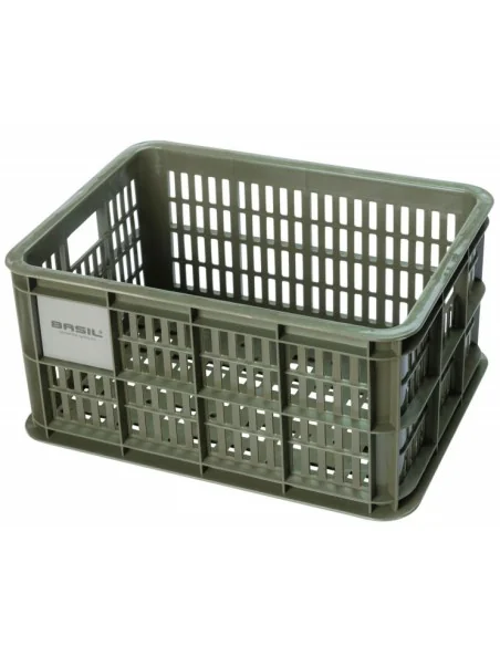 Gerecyclede fietskrat Basil Crate S 17.5 liter 29 x 39 x 20 cm - moss green