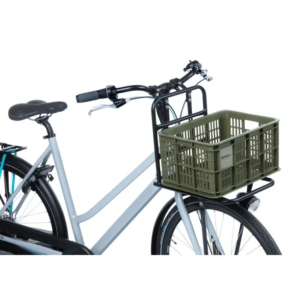 Gerecyclede fietskrat Basil Crate S 17.5 liter 29 x 39 x 20 cm - moss green