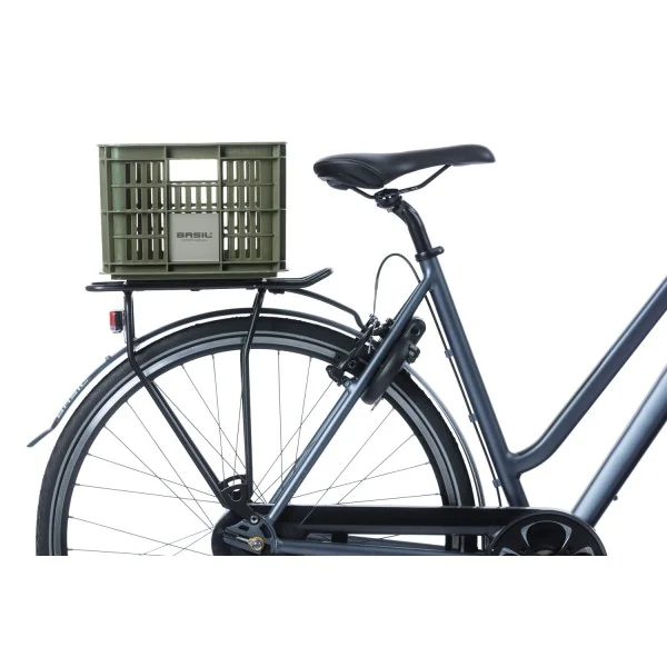 Gerecyclede fietskrat Basil Crate S 17.5 liter 29 x 39 x 20 cm - moss green