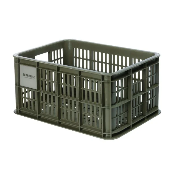 Gerecyclede fietskrat Basil Crate S 17.5 liter 29 x 39 x 20 cm - moss green