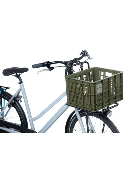 Gerecyclede fietskrat Basil Crate M 29.5 liter 35 x 45 x 25 cm - moss green