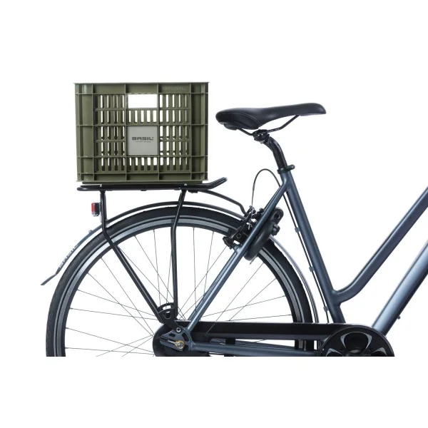 Gerecyclede fietskrat Basil Crate M 29.5 liter 35 x 45 x 25 cm - moss green