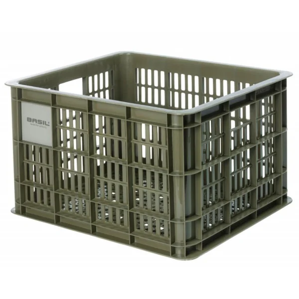 Gerecyclede fietskrat Basil Crate M 29.5 liter 35 x 45 x 25 cm - moss green