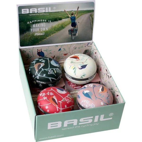 Display met 4 Basil Big Bell Wanderlust fietsbellen