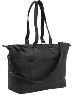 Fietstas New Looxs Verla 21 liter 34 x 18 x 44cm - gemaakt van luxe leer - zwart