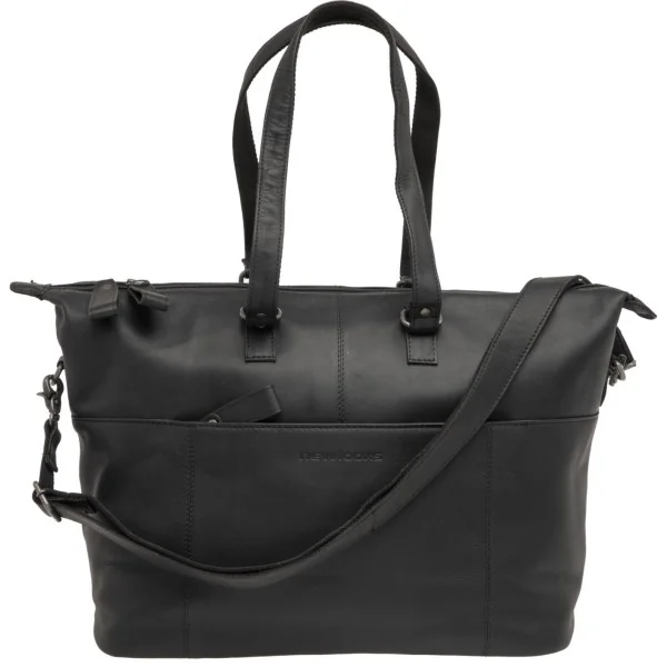 Fietstas New Looxs Verla 21 liter 34 x 18 x 44cm - gemaakt van luxe leer - zwart