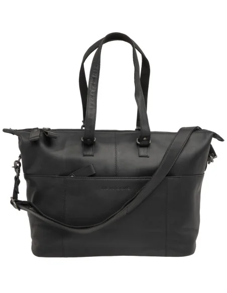 Fietstas New Looxs Verla 21 liter 34 x 18 x 44cm - gemaakt van luxe leer - zwart