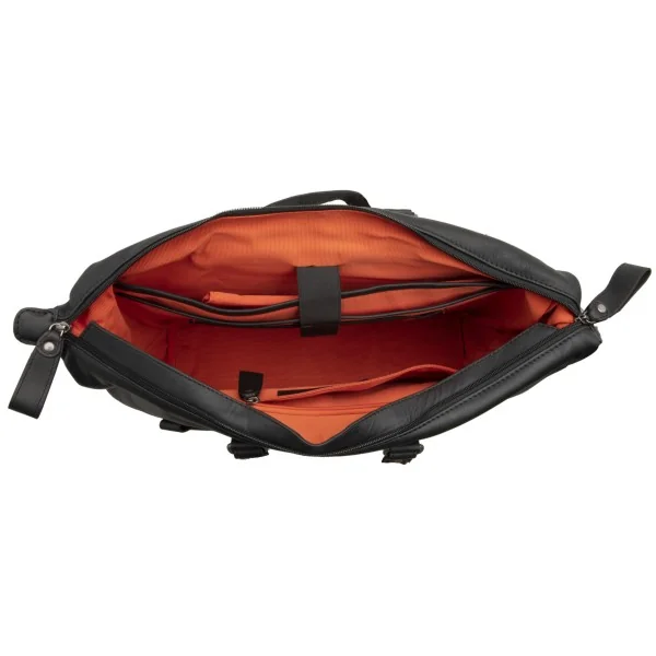 Fietstas New Looxs Verla 21 liter 34 x 18 x 44cm - gemaakt van luxe leer - zwart