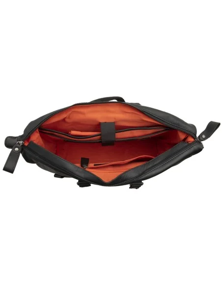 Fietstas New Looxs Verla 21 liter 34 x 18 x 44cm - gemaakt van luxe leer - zwart