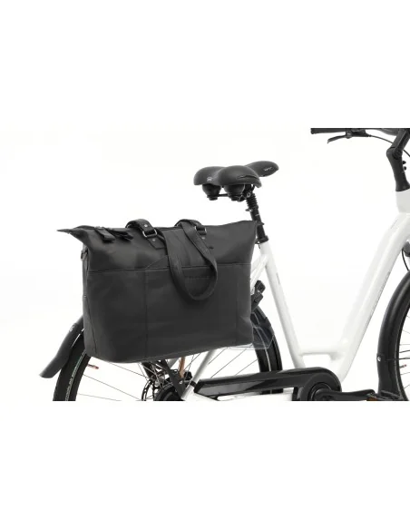 Fietstas New Looxs Verla 21 liter 34 x 18 x 44cm - gemaakt van luxe leer - zwart