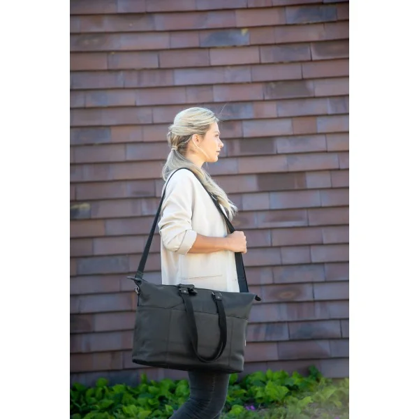 Fietstas New Looxs Verla 21 liter 34 x 18 x 44cm - gemaakt van luxe leer - zwart