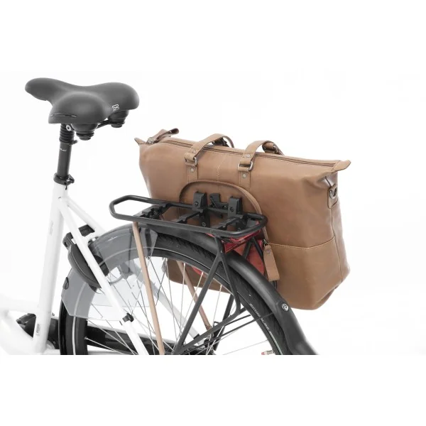 Fietstas New Looxs Verla 21 liter 34 x 18 x 44cm - gemaakt van luxe leer - cognac