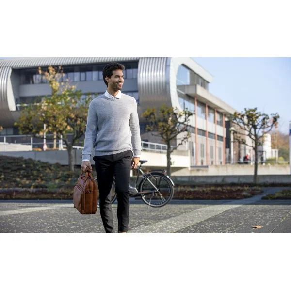 Fietstas New Looxs Cali 17 liter 40 x 15 x 31 cm - gemaakt van luxe leder - cognac