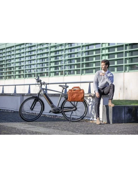 Fietstas New Looxs Cali 17 liter 40 x 15 x 31 cm - gemaakt van luxe leder - cognac