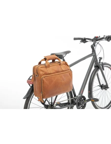 Fietstas New Looxs Cali 17 liter 40 x 15 x 31 cm - gemaakt van luxe leder - cognac