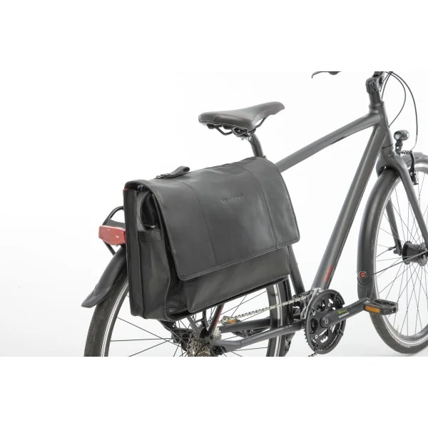 Fietstas New Looxs Fellini 18 liter 40 x 15 x 32 cm - gemaakt van luxe leder - zwart