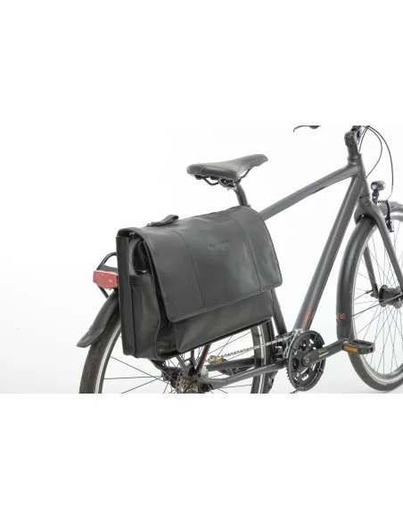 Fietstas New Looxs Fellini 18 liter 40 x 15 x 32 cm - gemaakt van luxe leder - zwart