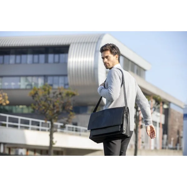 Fietstas New Looxs Fellini 18 liter 40 x 15 x 32 cm - gemaakt van luxe leder - zwart