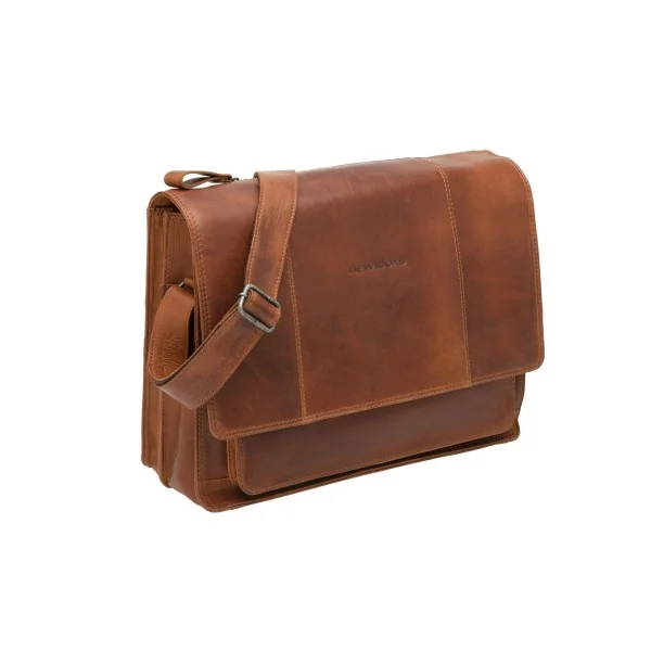 Fietstas New Looxs Fellini 18 liter 40 x 15 x 32 cm - gemaakt van luxe leder - cognac