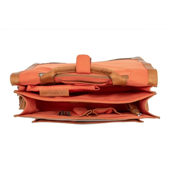 Fietstas New Looxs Fellini 18 liter 40 x 15 x 32 cm - gemaakt van luxe leder - cognac