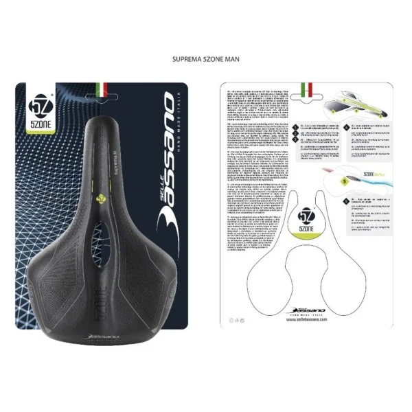 Fietszadel Selle Bassano Suprema 5zone EL Heren met elastomere demping - zwart