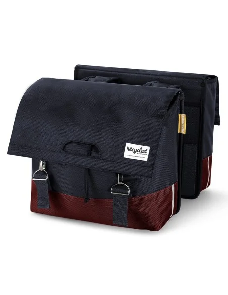 Gerecyclede dubbele fietstas Urban Proof 40 liter - bordeaux rood/grijs