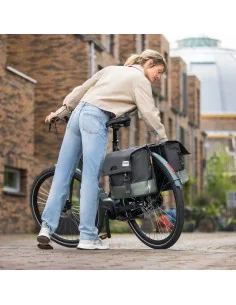 Gerecyclede dubbele fietstas Urban Proof 40 liter - groen/grijs