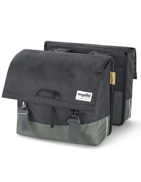 Gerecyclede dubbele fietstas Urban Proof 40 liter - groen/grijs