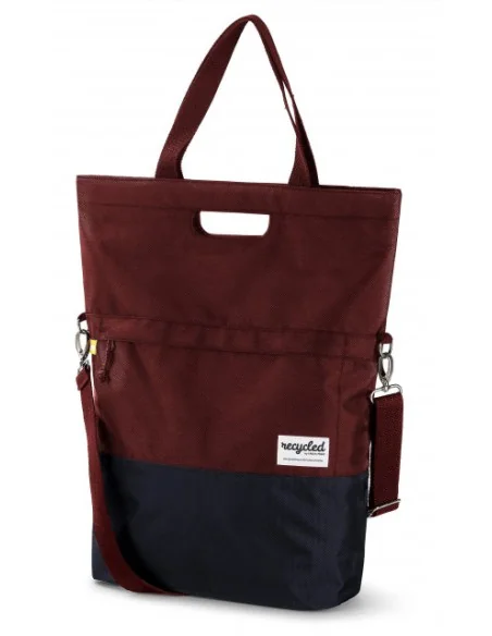 Gerecyclede shopper fietstas Urban Proof 20 liter - bordeaux rood/grijs
