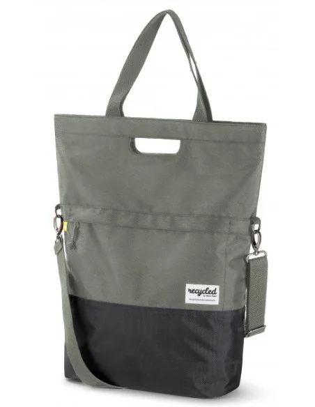 Gerecyclede shopper fietstas Urban Proof 20 liter - groen/grijs