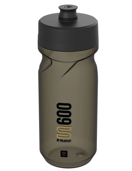 Bidon met schroefdop Polisport S600 - 600ml restyle - transparant/zwart/zwart