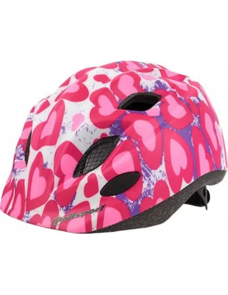 Fietshelm Polisport Glitter Hearts S 52-56 cm - roze/wit