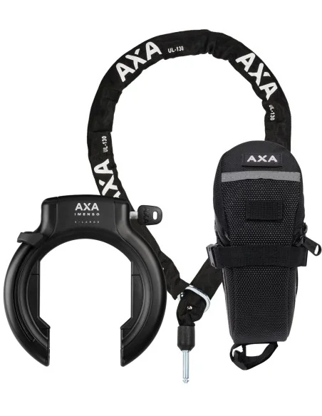 Set Ringslot Axa Imenso XL met uitneembare sleutel +insteekketting Axa ULC 130 + zadeltas - zwart