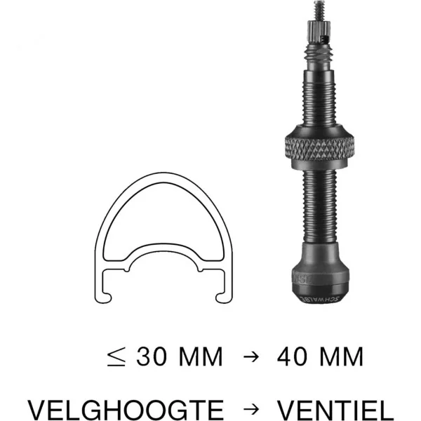 Tubeless ventiel Schwalbe 40mm (2 stuks)