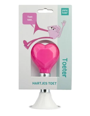 Fietstoeter recht PexKids Hartjes - wit met roze bol