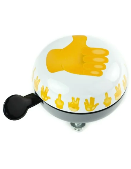 Fietsbel Ding-Dong Widek Emoticon Thumbs Up ø80mm - wit/zwart/geel (op kaart)