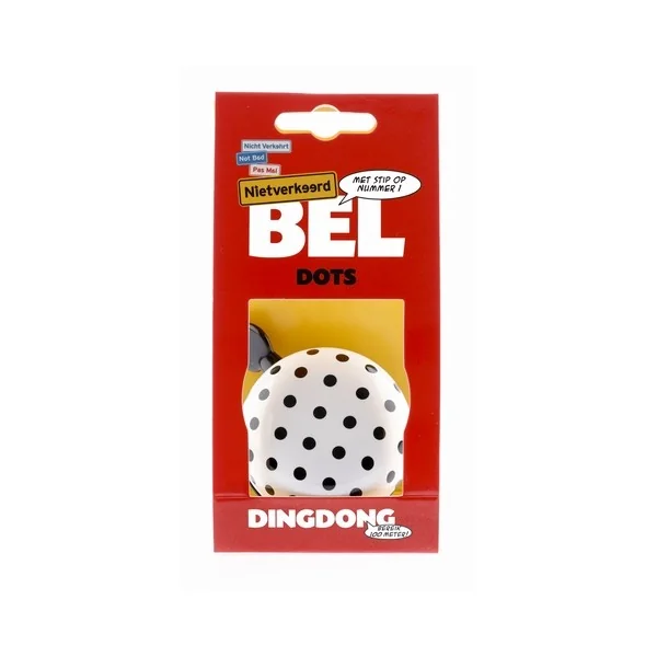 Fietsbel Ding-Dong NietVerkeerd Dots ø60 mm - wit met zwarte stippen